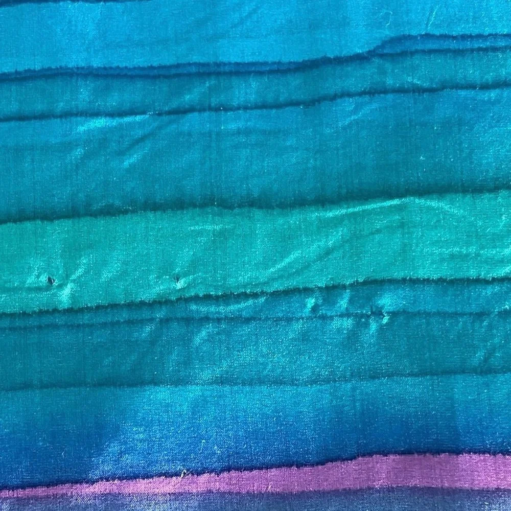 Vintage Jayakar Paris 100% Silk Scarf Signed Blue Purple Striped Oblong France